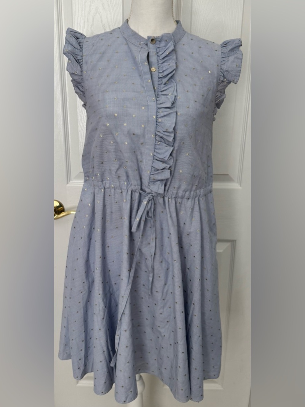 Ted Baker Beyonc Stand Collar Ruffled Shirt Dress size 2 US 6